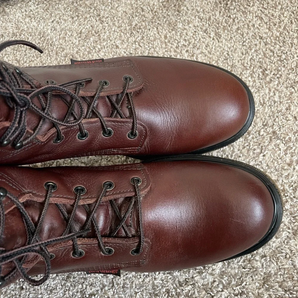 Red wing shoes work boots size 14 narrow brown boots style 696